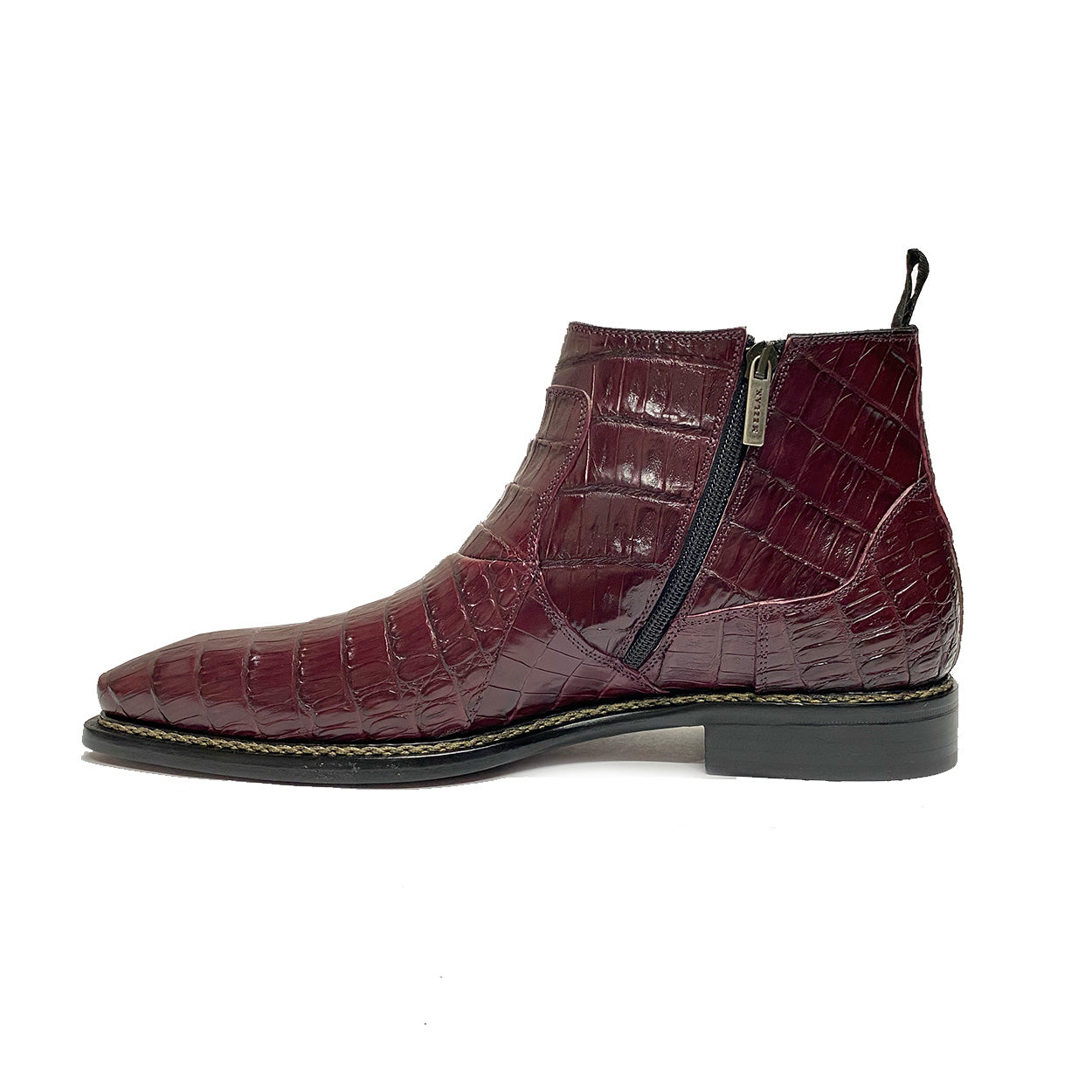 Mezlan 4715-F Blackmore Men's Shoes Bordo Exotic Crocodile Chelsea Boots (MZS3521)