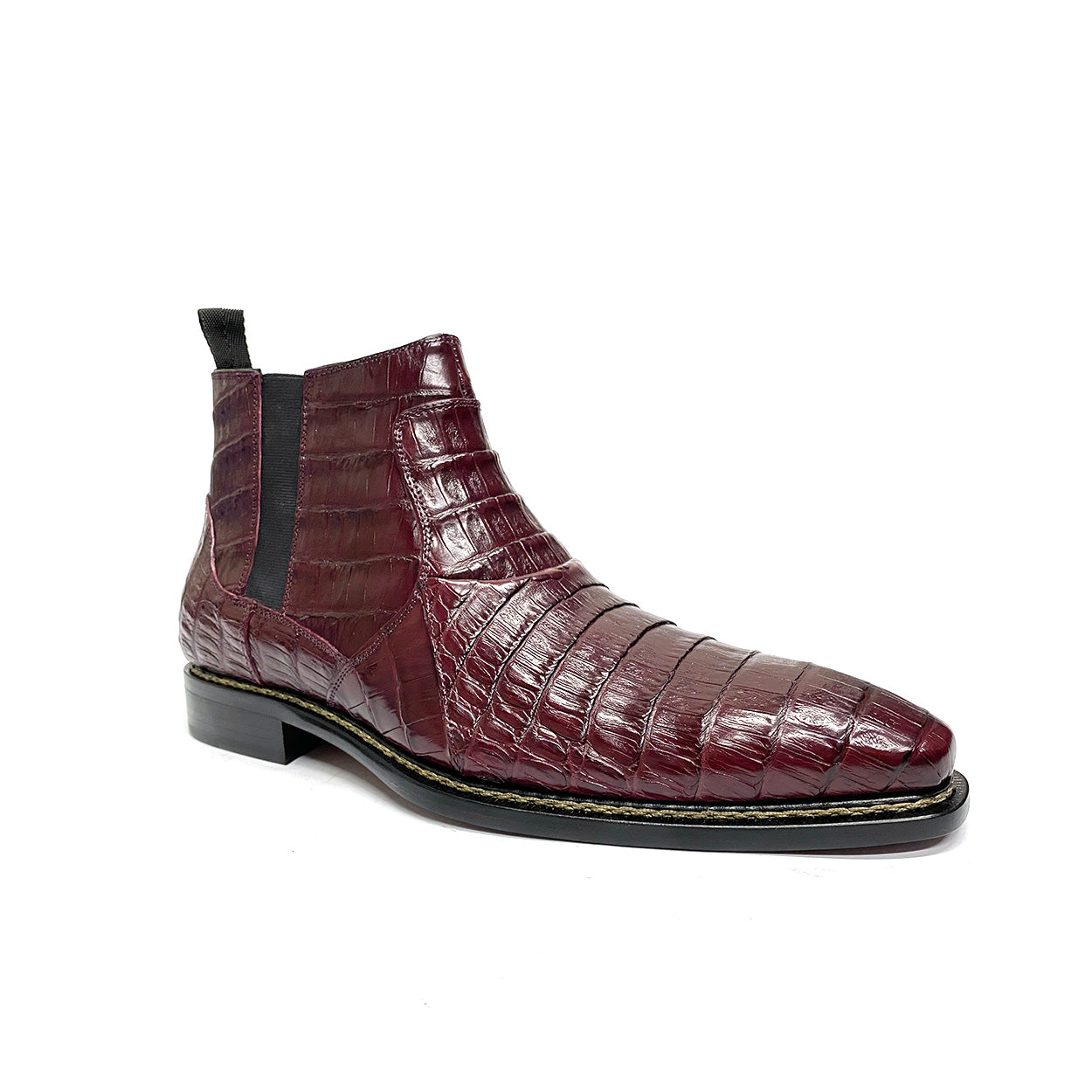 Mezlan 4715-F Blackmore Men's Shoes Bordo Exotic Crocodile Chelsea Boots (MZS3521)