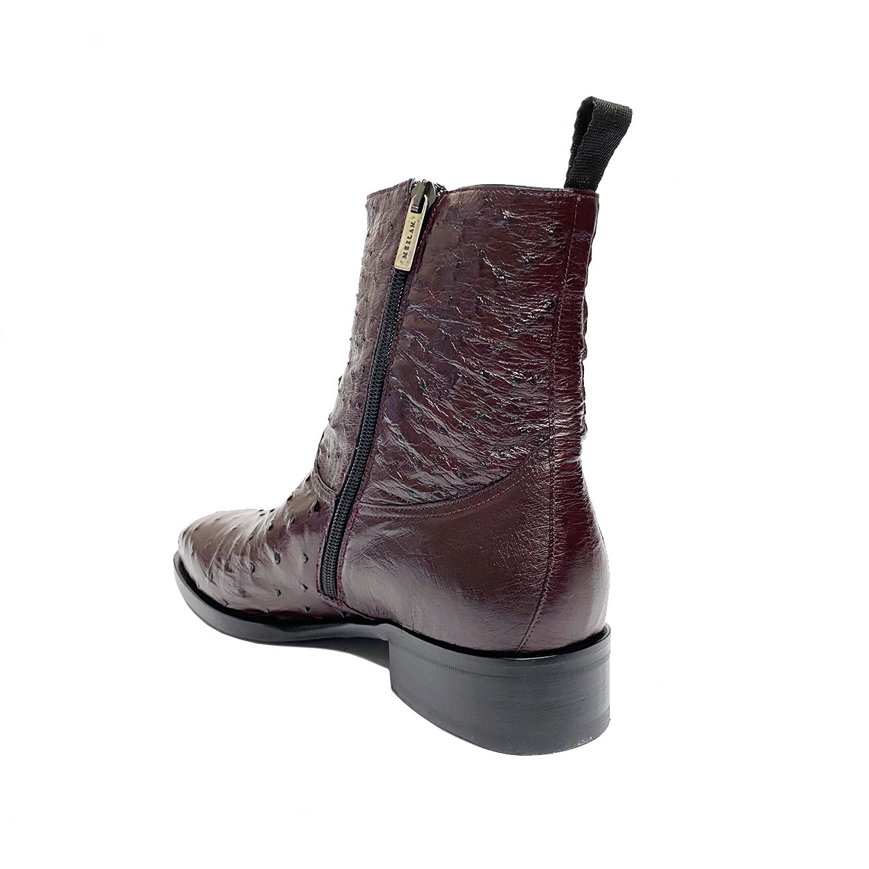 Mezlan SX4798-S Men's Shoes Burgundy Exotic Ostrich Straight-Heel Zipper Boots (MZS3525)