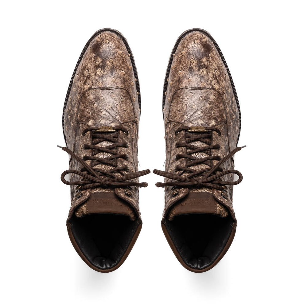 Marco Di Milano Renzo Men's Shoes Stone Brown Genuine Ostrich Rugged Boots (MDM1088)