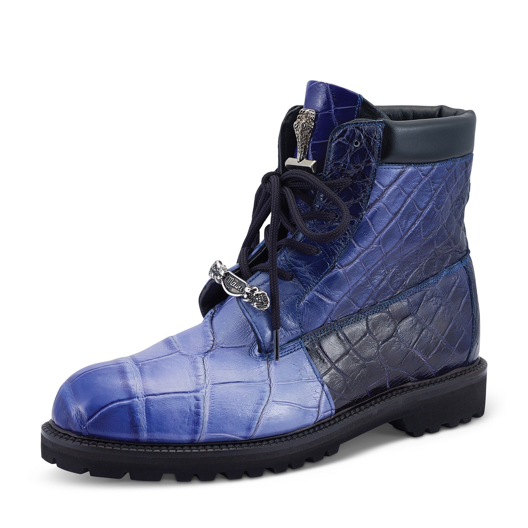 Mauri Hawk 4949/2 Men's Shoes Blue Combo Exotic Alligator Boots (MA5460)