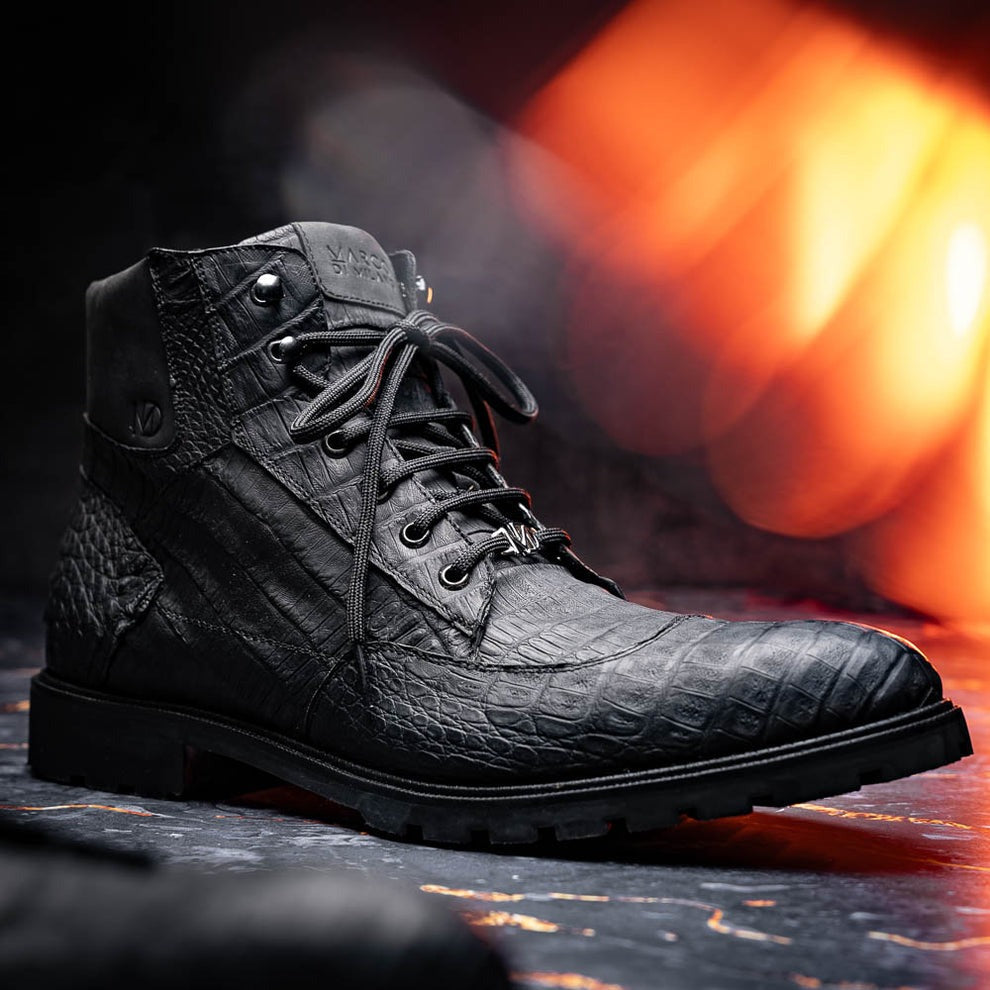 Marco Di Milano Leoni Men's Shoes Oil Orix Genuine Caiman Crocodile Rugged Boots (MDM1089)