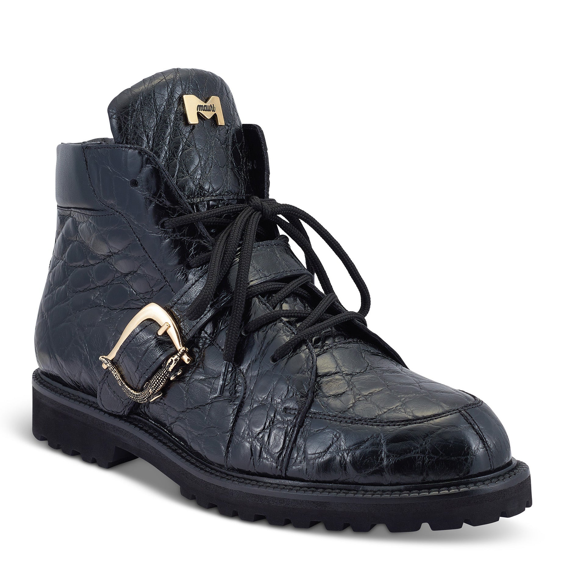 Mauri Corrupt 4994/1 Men's Shoes Black Exotic Alligator Chukka Boots (MA5480)