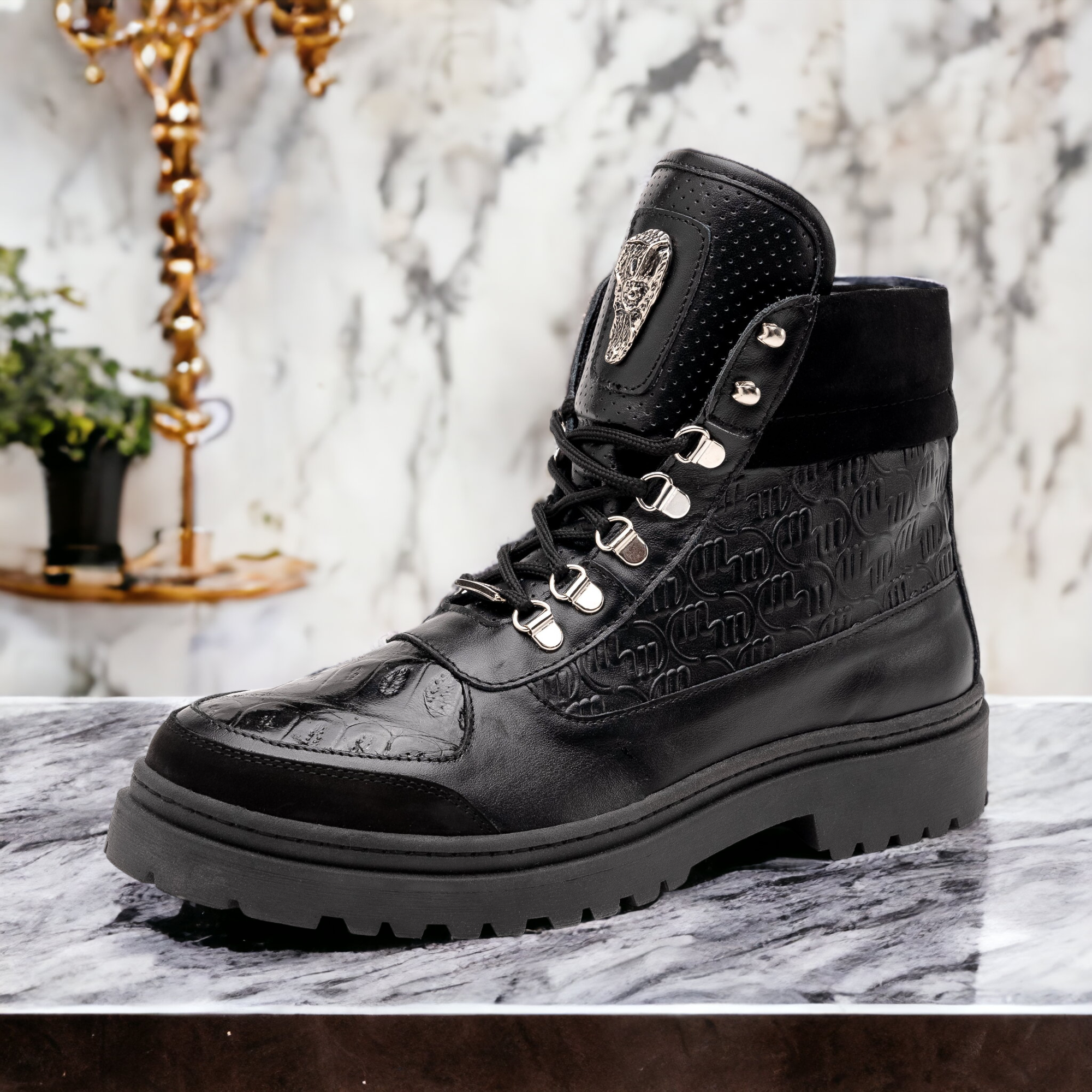 Mauri Renegade 3271 Men's Shoes Exotic Crocodile / Nubuck / Nappa Leather Boots (MA5586)