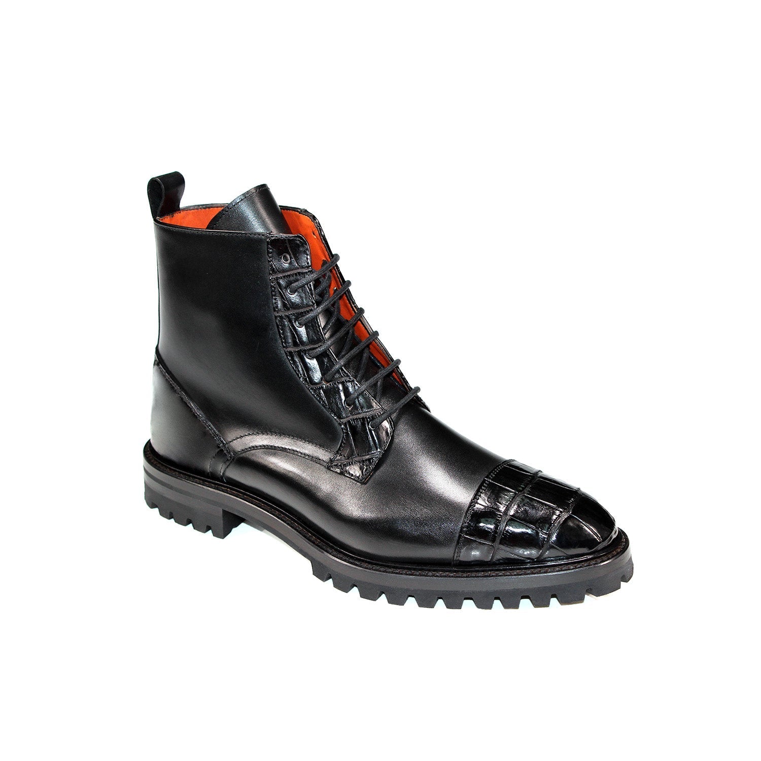 Fennix Bastian Men's Shoes Black Alligator/Calf Leather Exotic Boots (FX1132)