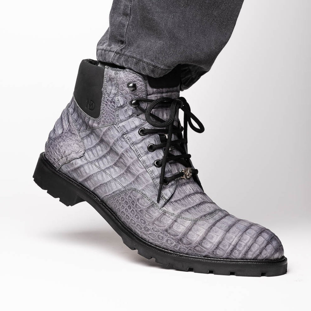 Marco Di Milano Leoni Men's Shoes Oil Orix Genuine Caiman Crocodile Rugged Boots (MDM1089)