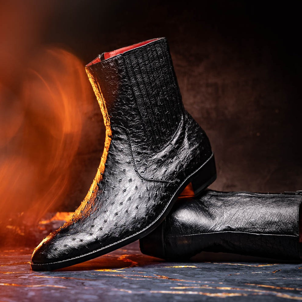 Marco Di Milano Giorgio Men's Shoes Genuine Ostrich Quill Dress Boots (MDM1151)