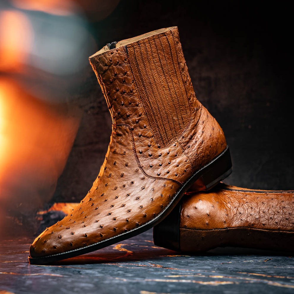 Marco Di Milano Giorgio Men's Shoes Genuine Ostrich Quill Dress Boots (MDM1151)