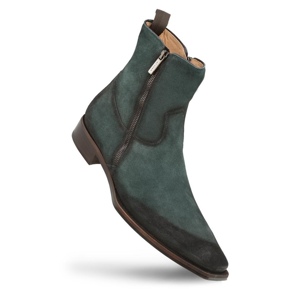 Mezlan S20030 Men's Shoes Green Suede Leather Asymmetric Ankle Boots (MZS3385)