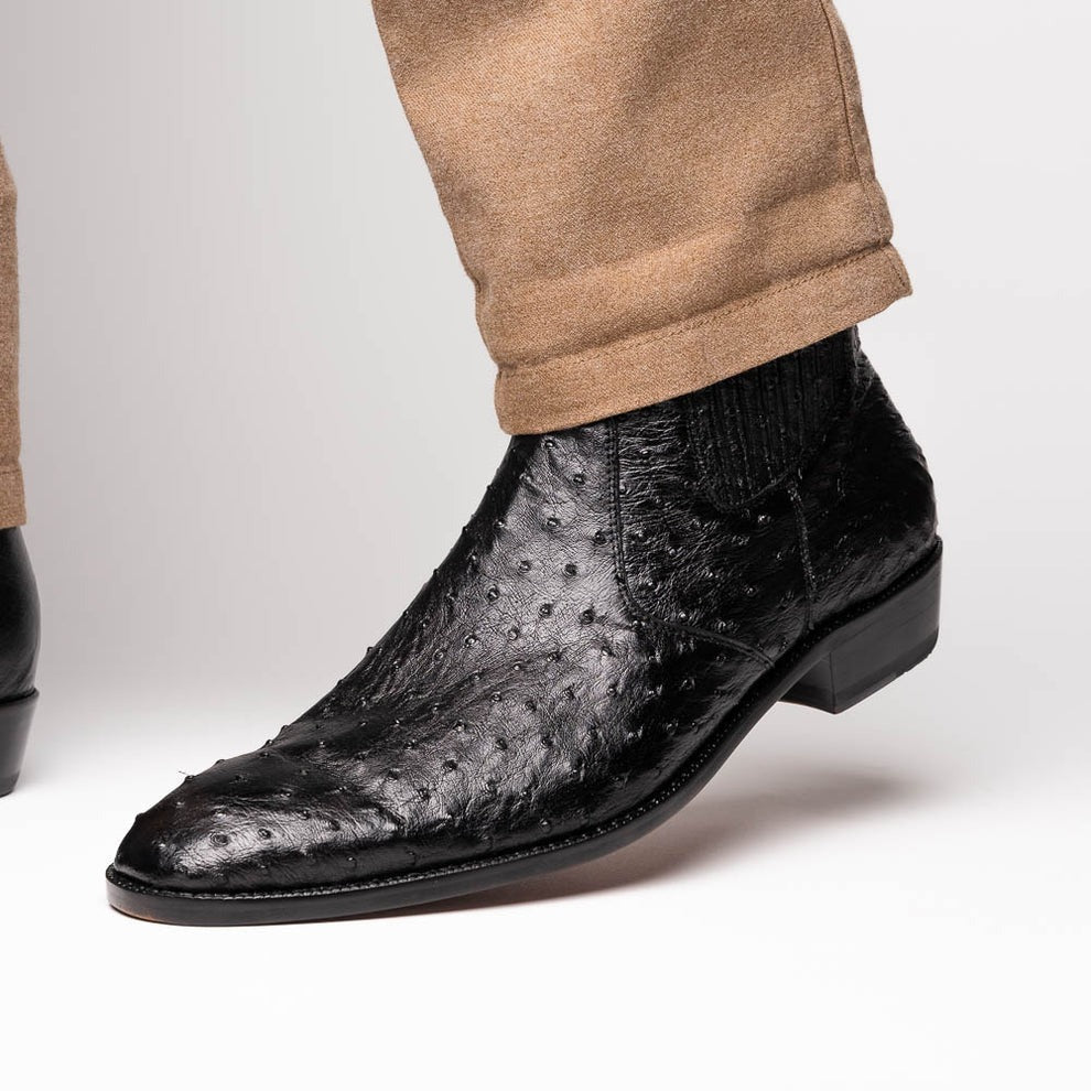 Marco Di Milano Giorgio Men's Shoes Genuine Ostrich Quill Dress Boots (MDM1151)