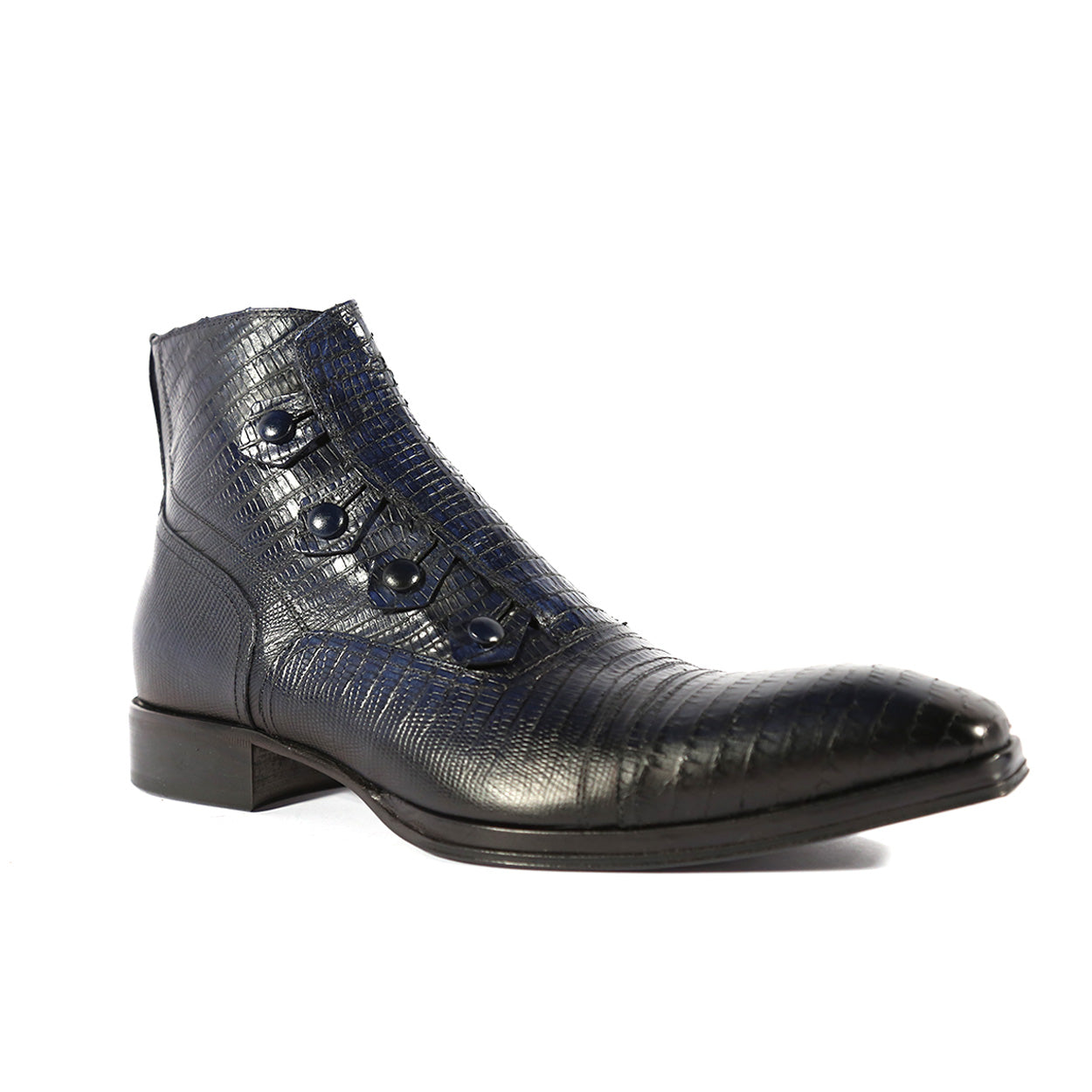 Jo Ghost 2379 Men's Shoes Navy Lizard Print / Calf-Skin Leather Boots (JG5313)