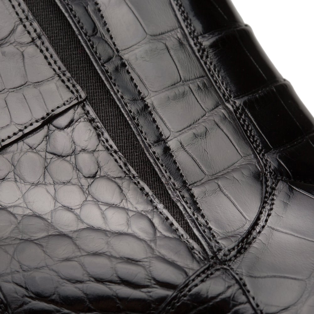 Mezlan 3663-J Belucci Men's Shoes Black Exotic Alligator Zipper Boots (MZ3699)
