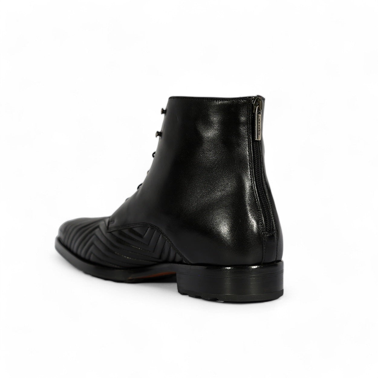 Mezlan S20516 Men's Shoes Black Quilted / Calf-Skin Leather Lace up Boots (MZS3554)