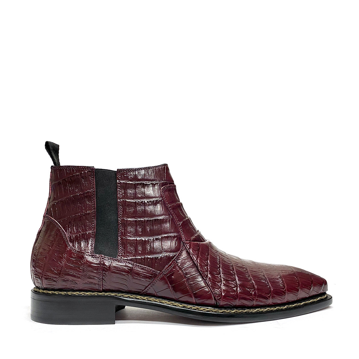 Mezlan 4715-F Blackmore Men's Shoes Bordo Exotic Crocodile Chelsea Boots (MZS3521)