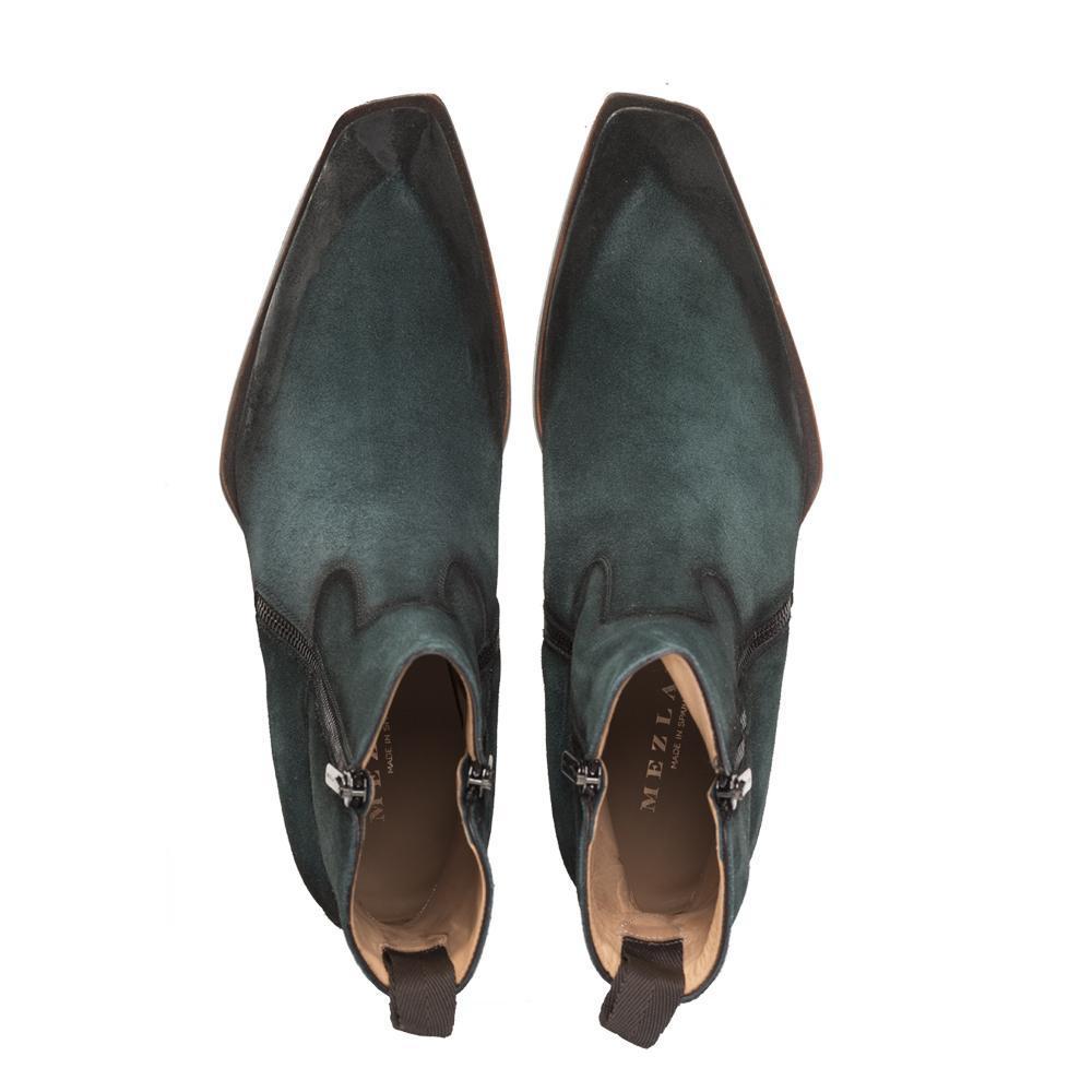 Mezlan S20030 Men's Shoes Green Suede Leather Asymmetric Ankle Boots (MZS3385)