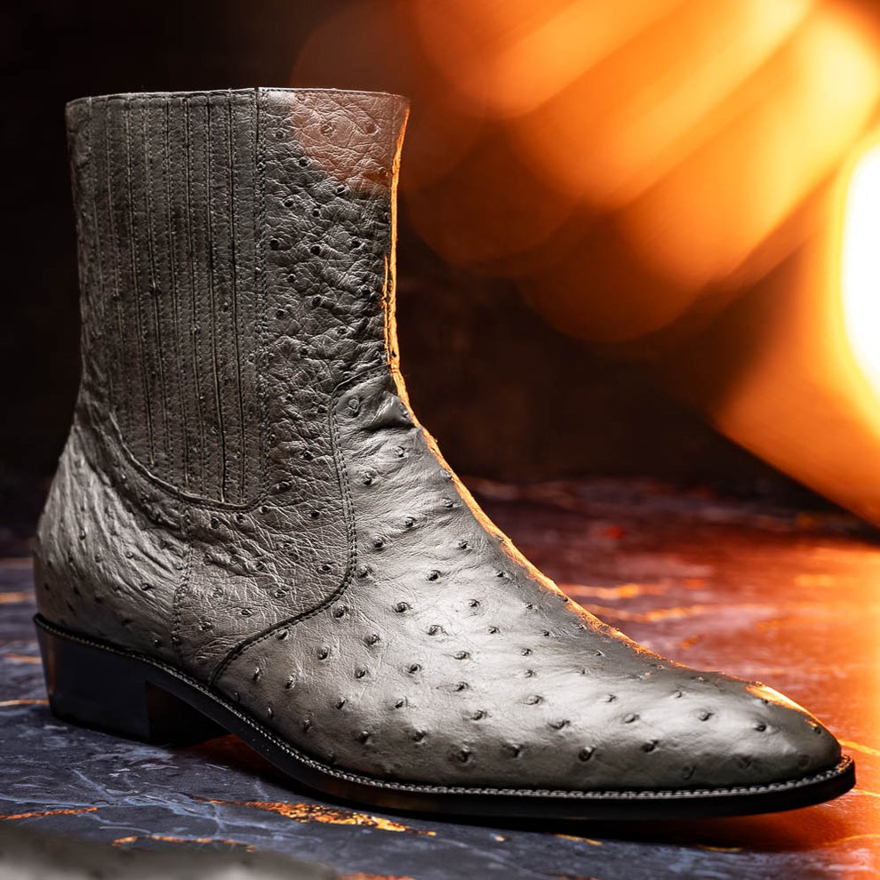Marco Di Milano Giorgio Men's Shoes Genuine Ostrich Quill Dress Boots (MDM1151)
