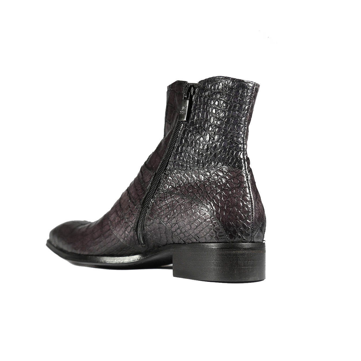 Jo Ghost 2727 BIS Men's Shoes Dark Gray Crocodile Print Leather Ankle Boots (JG5310)