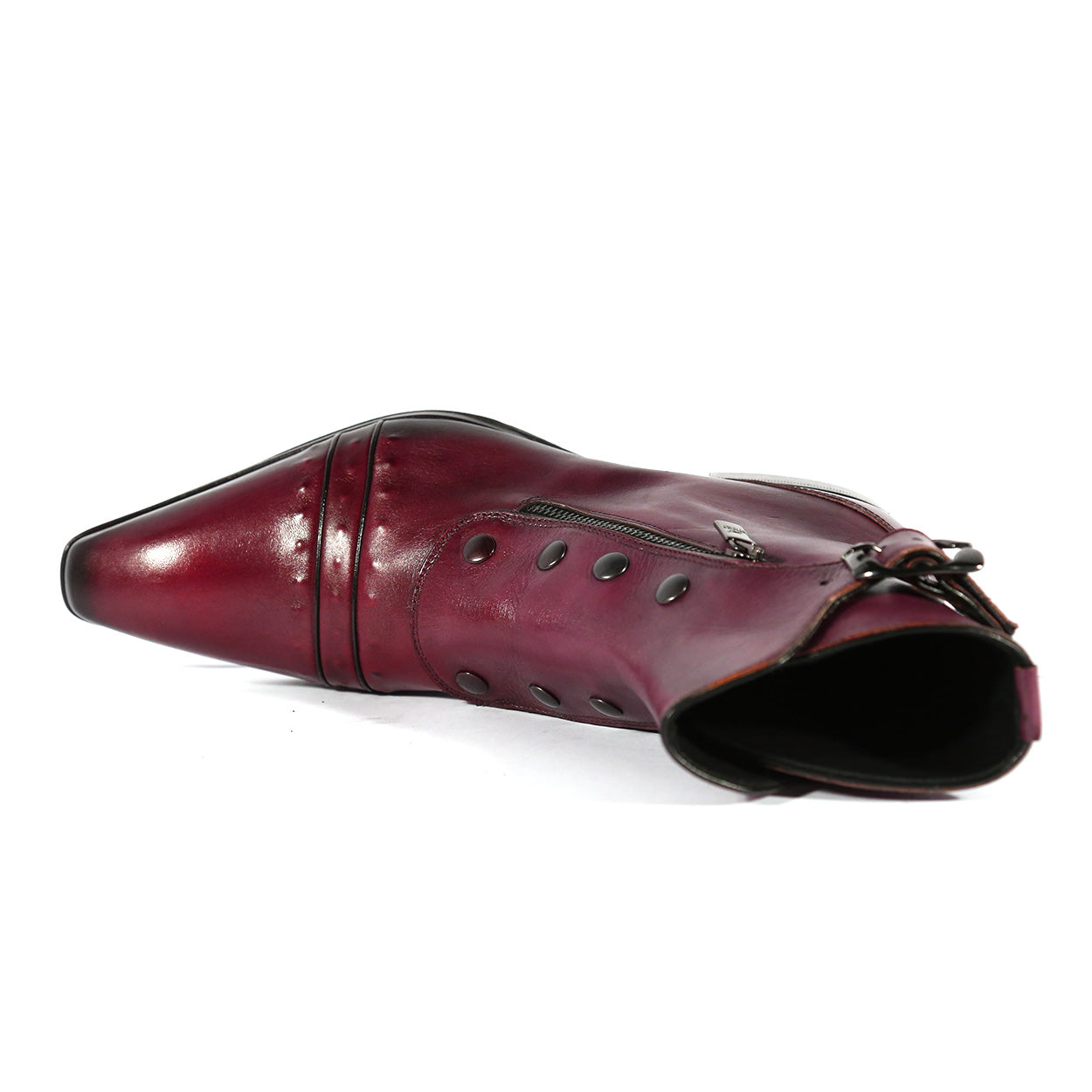 Jo Ghost 3206 Men's Shoes Plum Calf-Skin Leather Buckle Boots (JG5317)