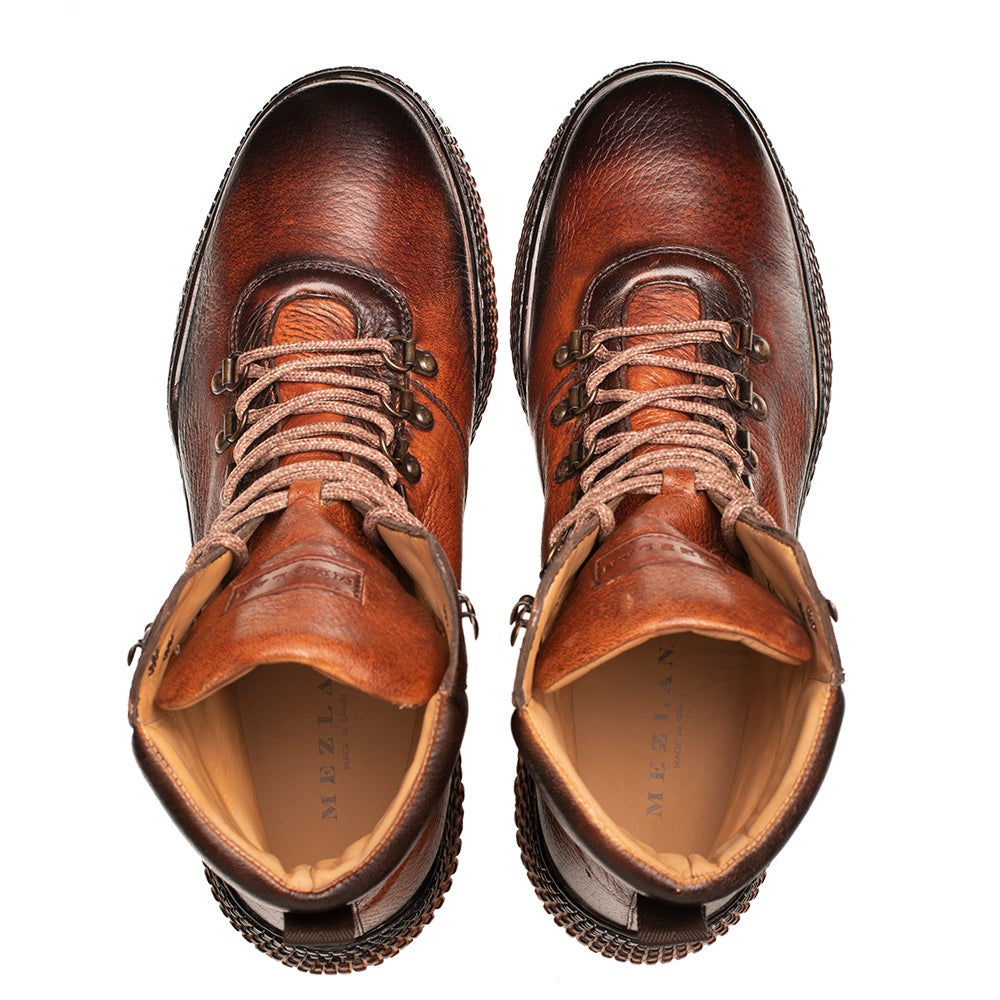 Mezlan Sunset 20891 Men's Shoes Dark Cognac Deer-Skin Leather Speed Laces Boots (MZ3669)