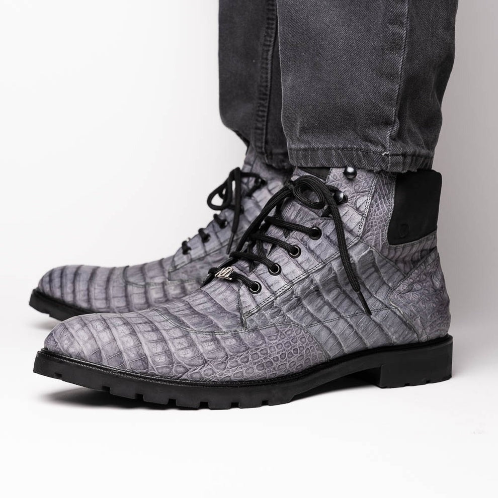 Marco Di Milano Leoni Men's Shoes Oil Orix Genuine Caiman Crocodile Rugged Boots (MDM1089)