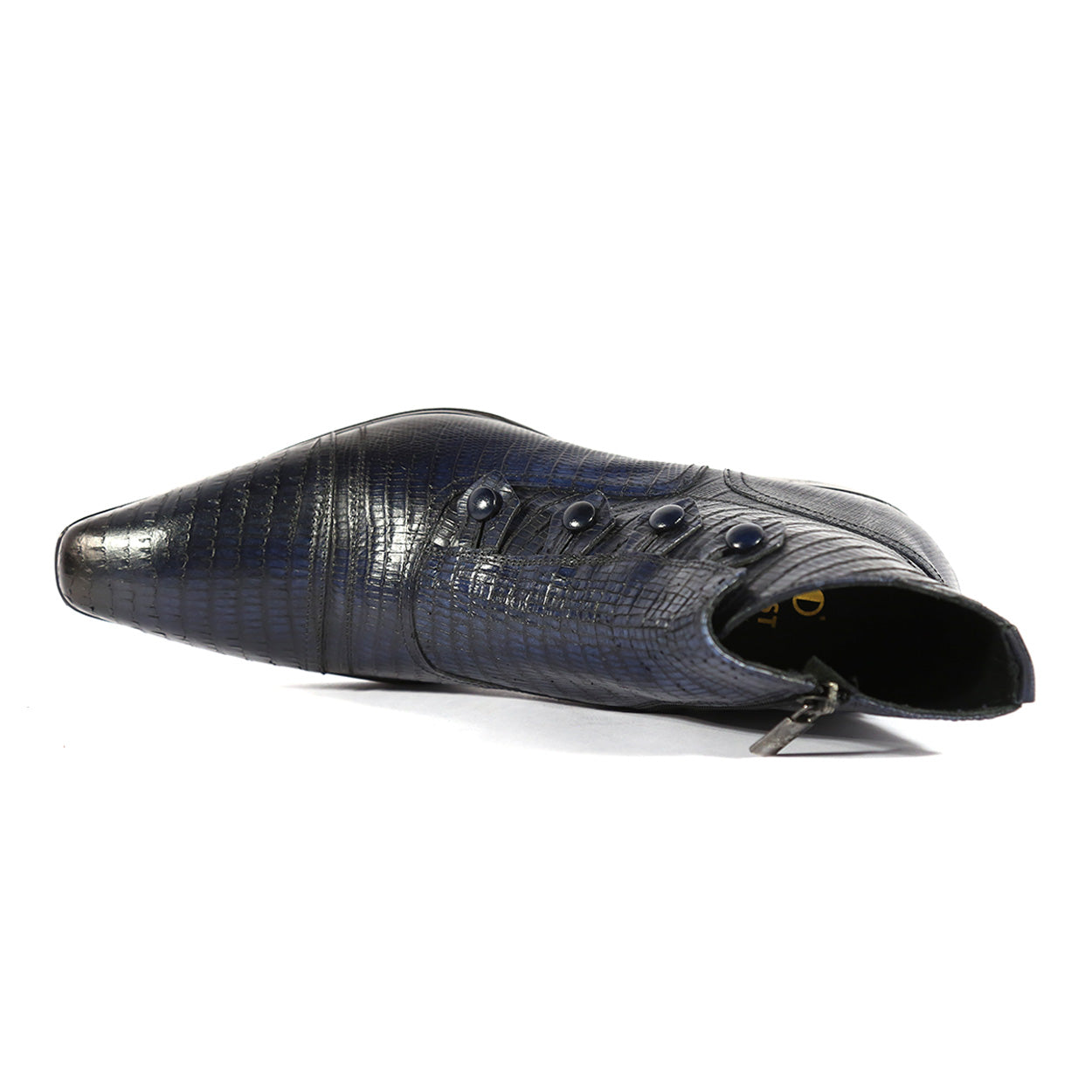 Jo Ghost 2379 Men's Shoes Navy Lizard Print / Calf-Skin Leather Boots (JG5313)