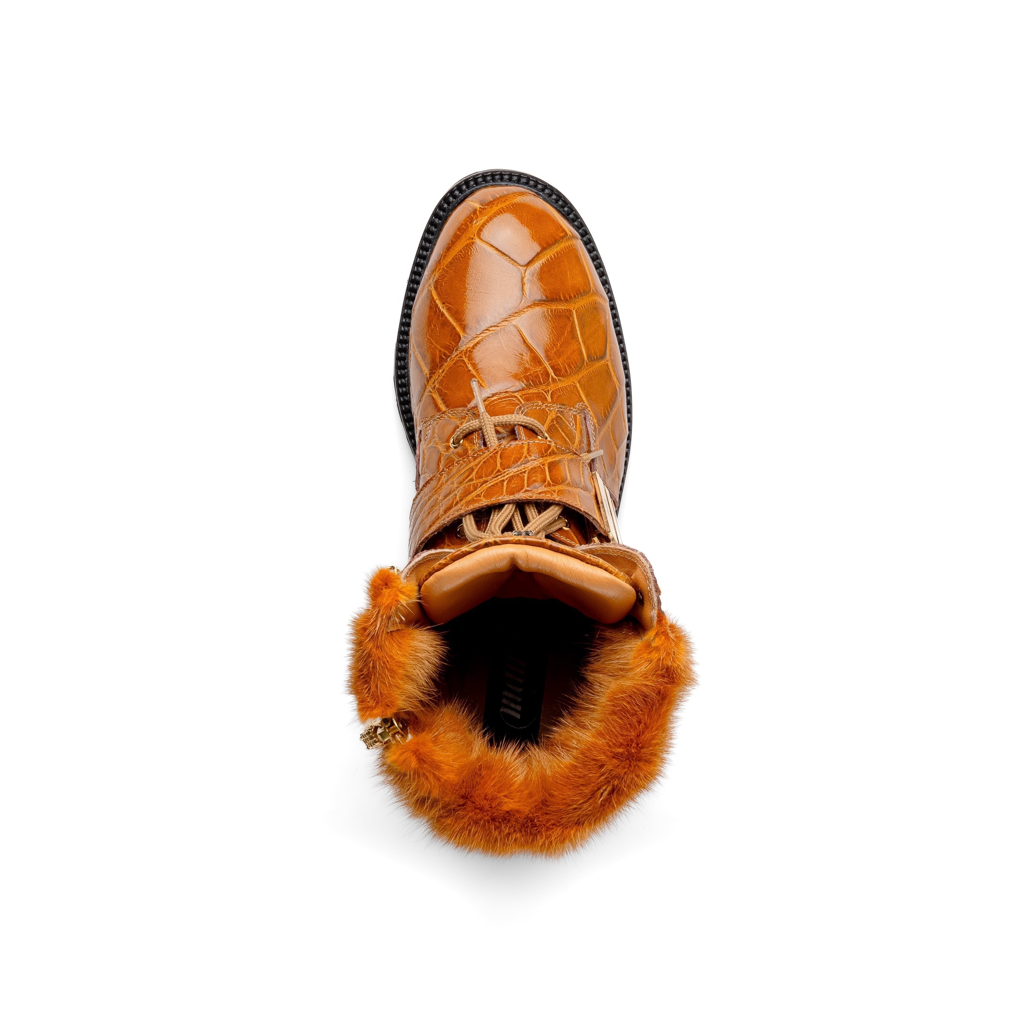 Mauri Smoke 3240 Men's Shoes Toffee Exotic Alligator / Mink / Nappa Leather Strap Derby Boots (MA5585)
