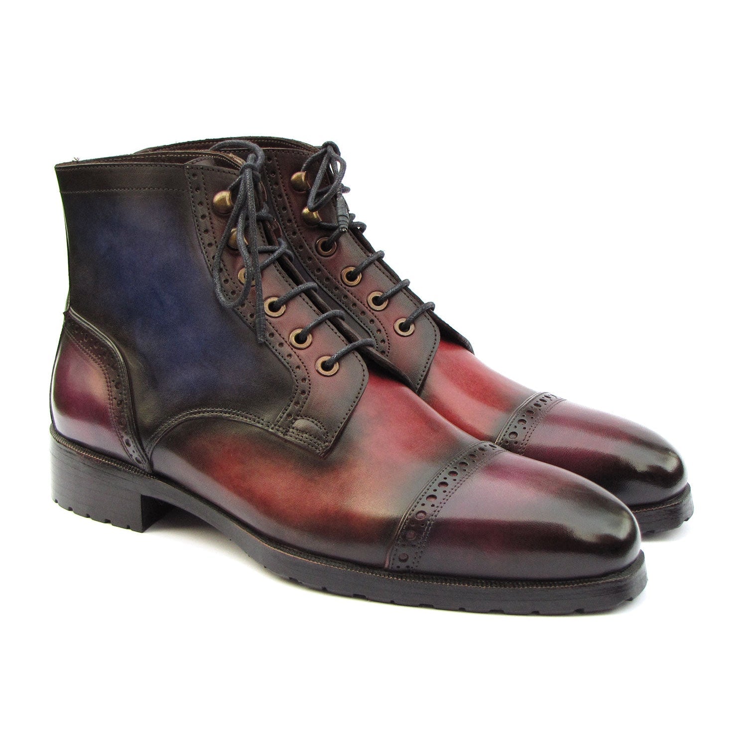 Paul Parkman BT9566-MLT Men's Shoes Multicolor Hand Painted Leather Cap Toe Boots (PM6404)