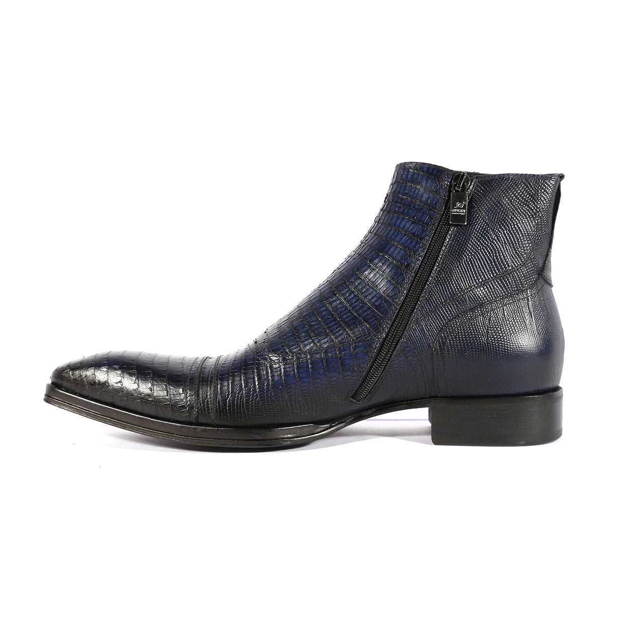 Jo Ghost 2379 Men's Shoes Navy Lizard Print / Calf-Skin Leather Boots (JG5313)