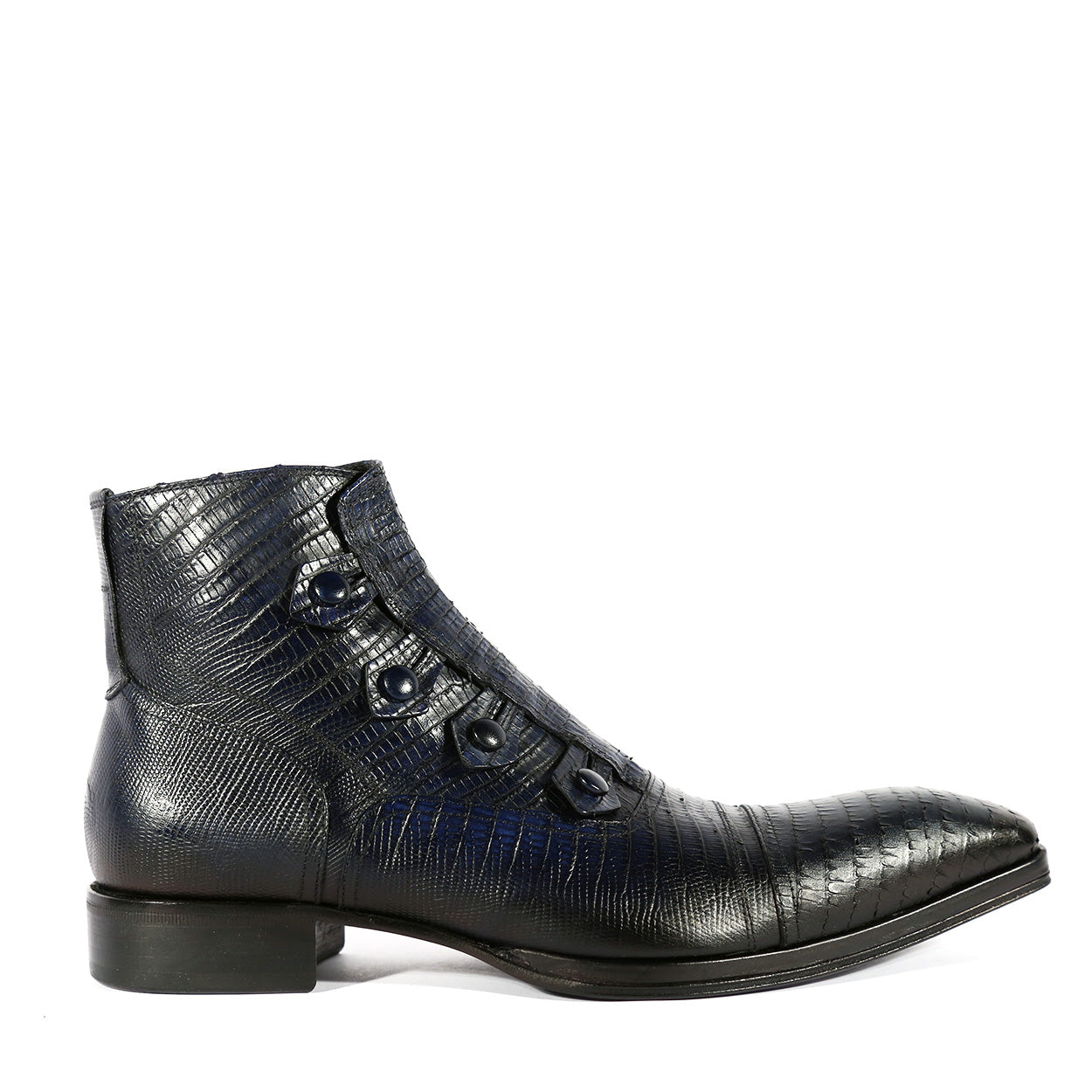 Jo Ghost 2379 Men's Shoes Navy Lizard Print / Calf-Skin Leather Boots (JG5313)
