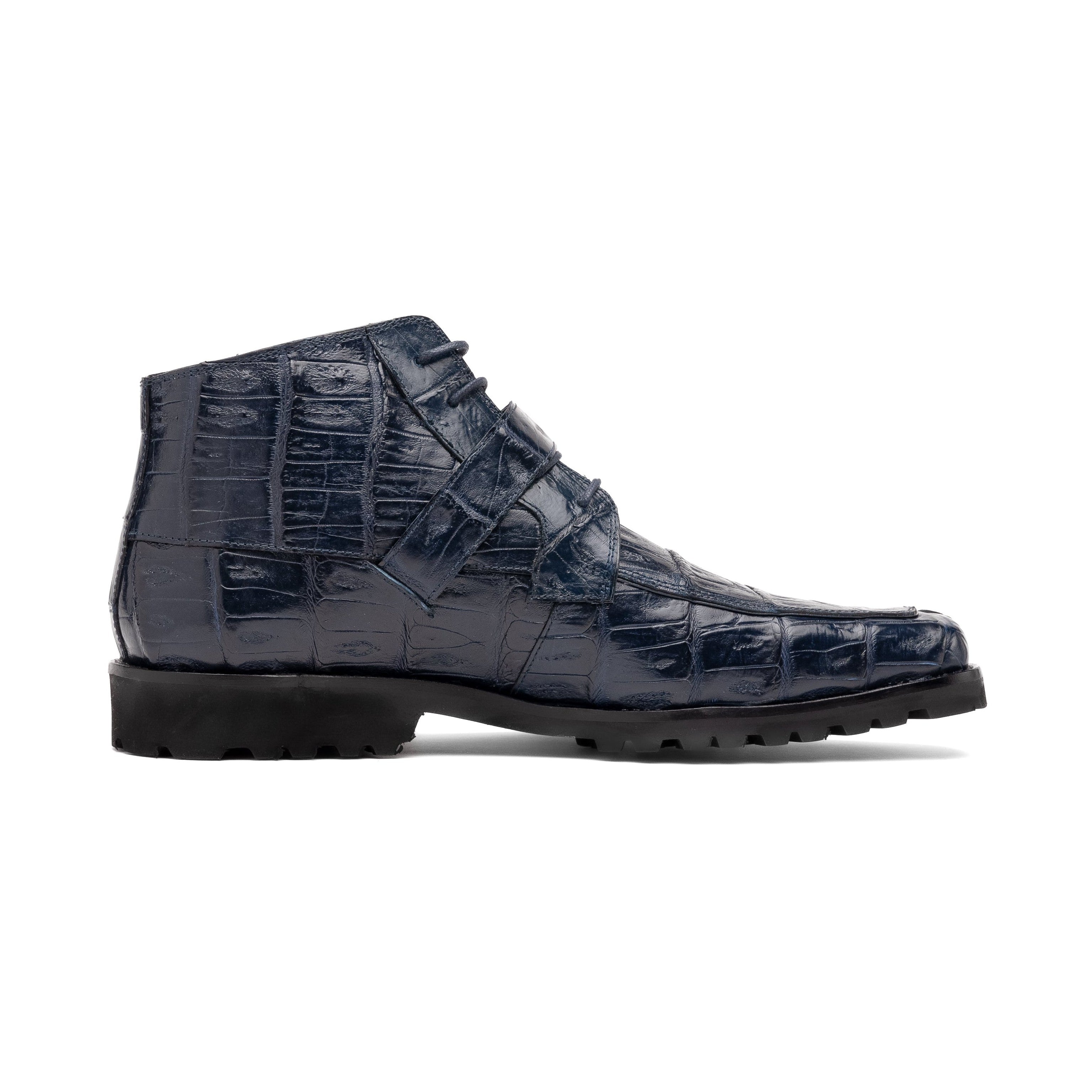 Mauri Bulletproof 3238-1 Men's Shoes Wonder Blue Exotic Crocodile Strap Derby Boots (MA5580)