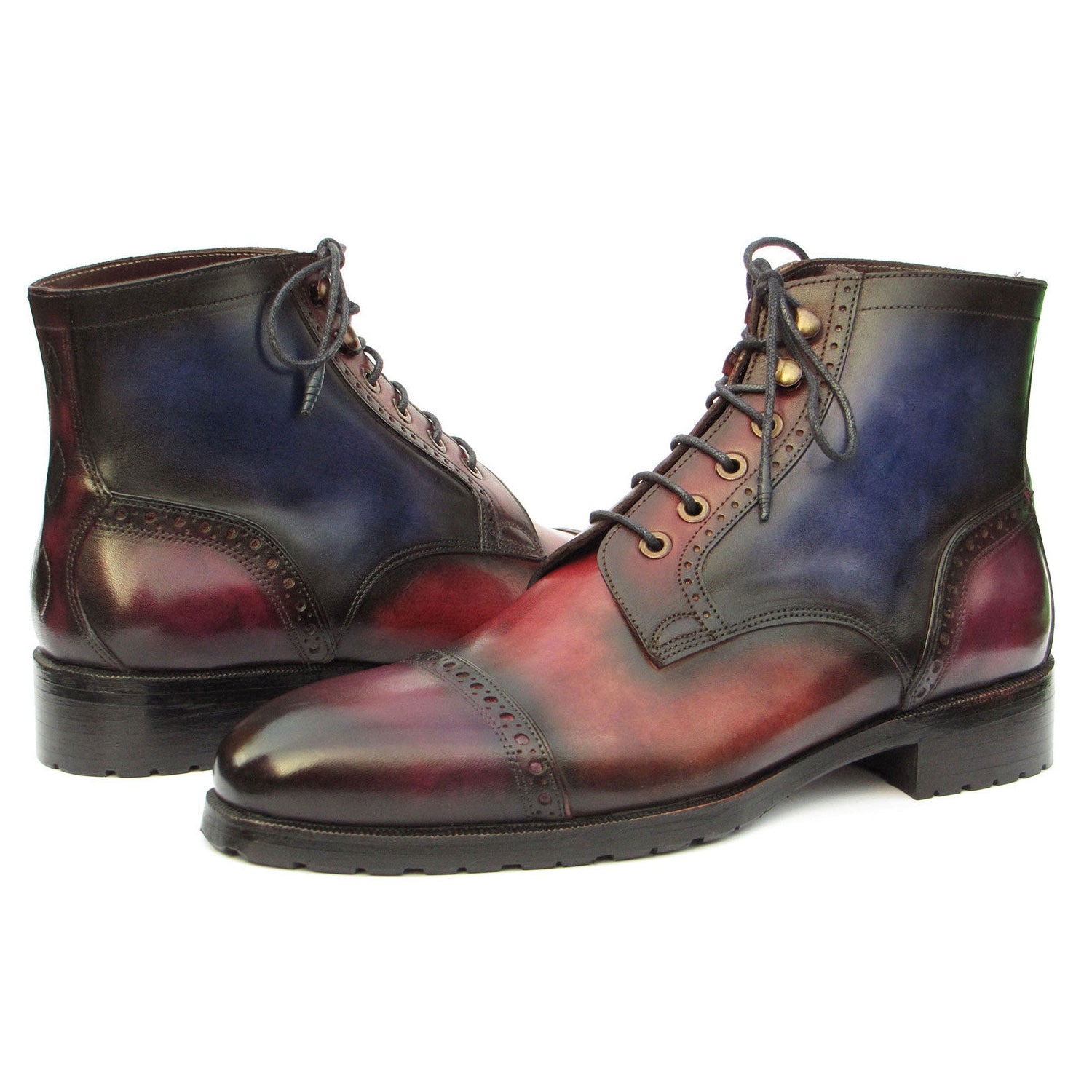 Paul Parkman BT9566-MLT Men's Shoes Multicolor Hand Painted Leather Cap Toe Boots (PM6404)