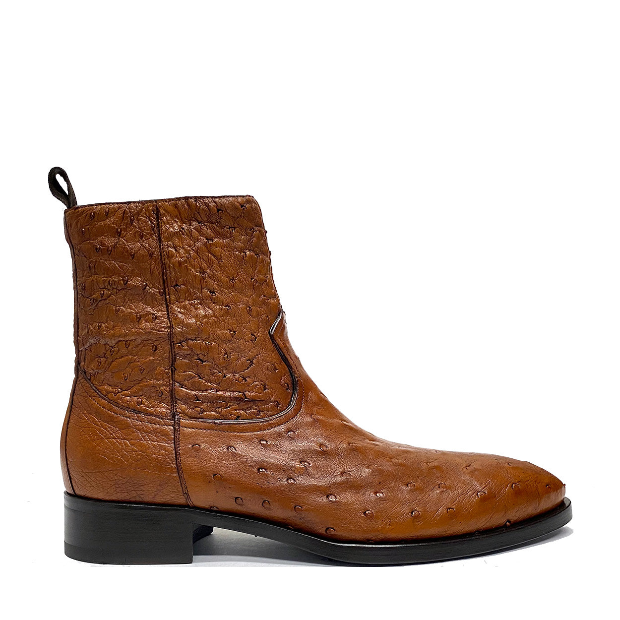 Mezlan SX4798-S Men's Shoes Brandy Exotic Ostrich Straight-Heel Zipper Boots (MZS3526)