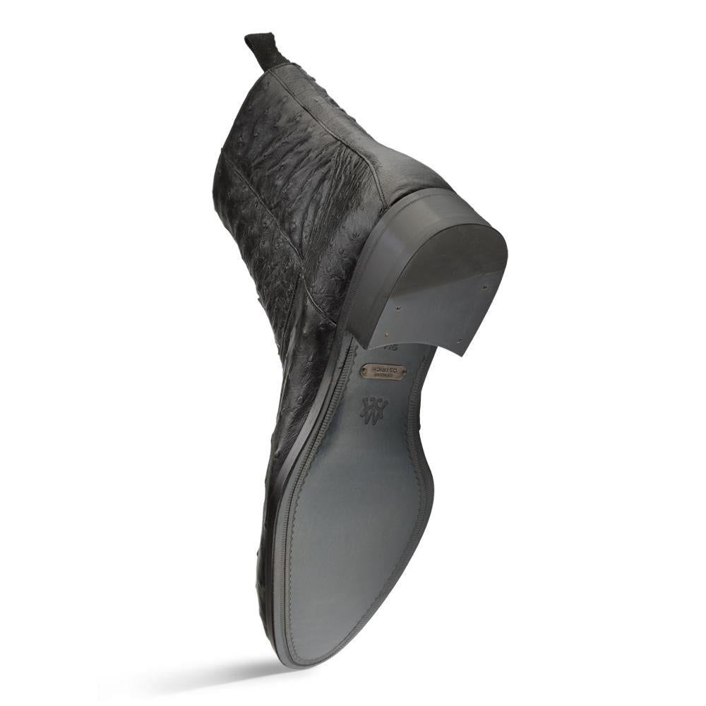 Mezlan SX4798-S Men's Shoes Black Exotic Ostrich Straight-Heel Zipper Boots (MZS3436)