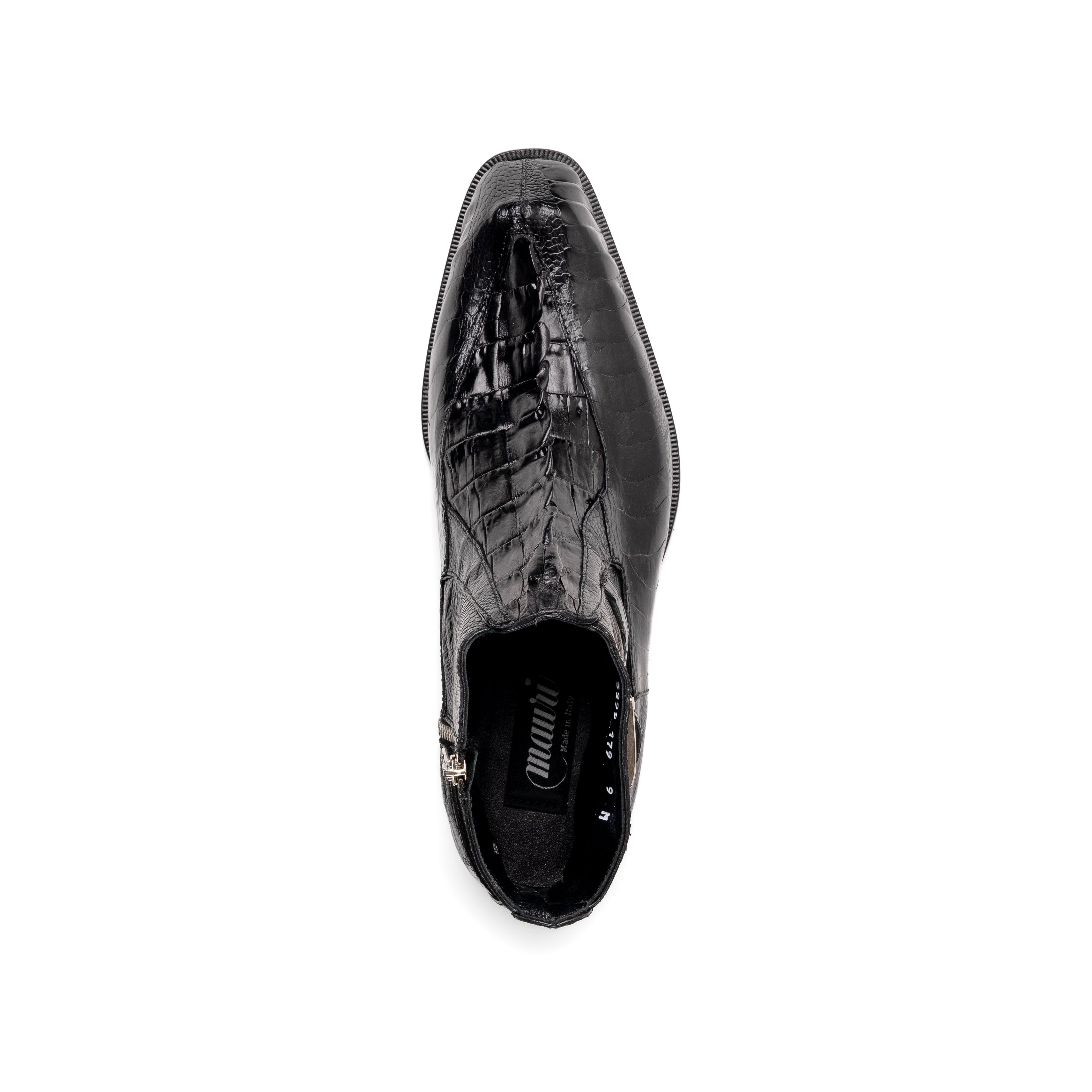 Mauri Havok 3299 Men's Shoes Black Exotic Ostrich Leg / Hornback Split-Toe Dress Boots (MA5589)