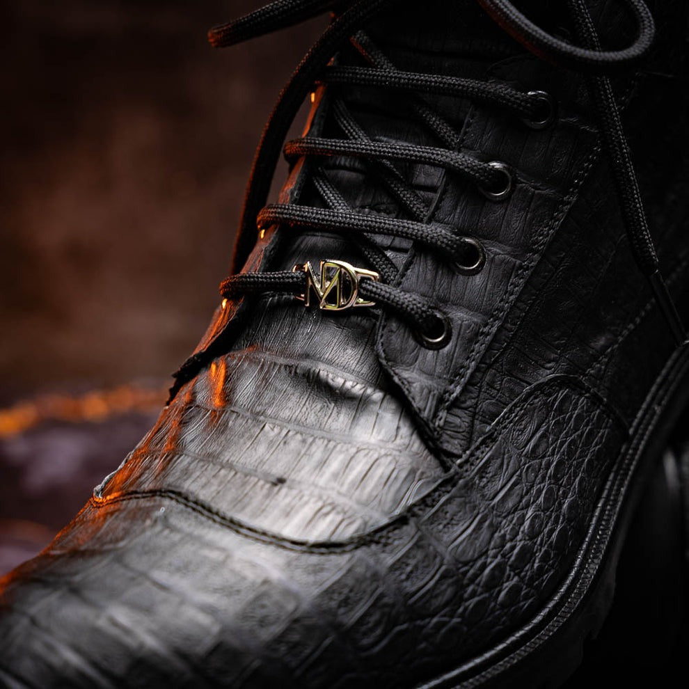Marco Di Milano Leoni Men's Shoes Oil Orix Genuine Caiman Crocodile Rugged Boots (MDM1089)