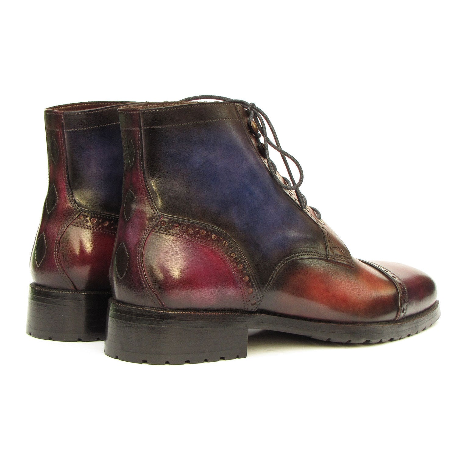 Paul Parkman BT9566-MLT Men's Shoes Multicolor Hand Painted Leather Cap Toe Boots (PM6404)