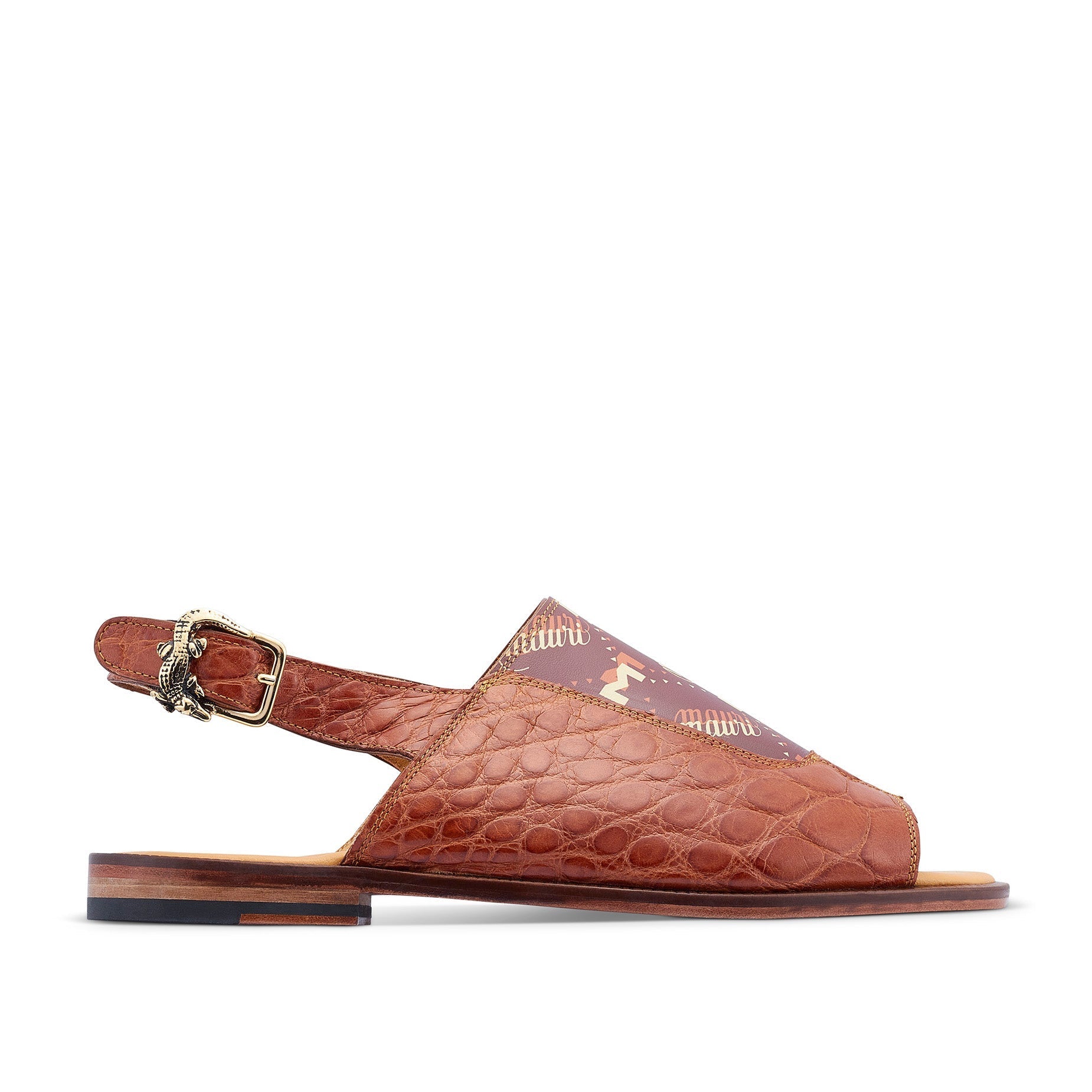 Mauri 5129 Skipper Men's Shoes Cognac & Brown Exotic Alligator / Calf-Skin Leather Sandals (MA5453)
