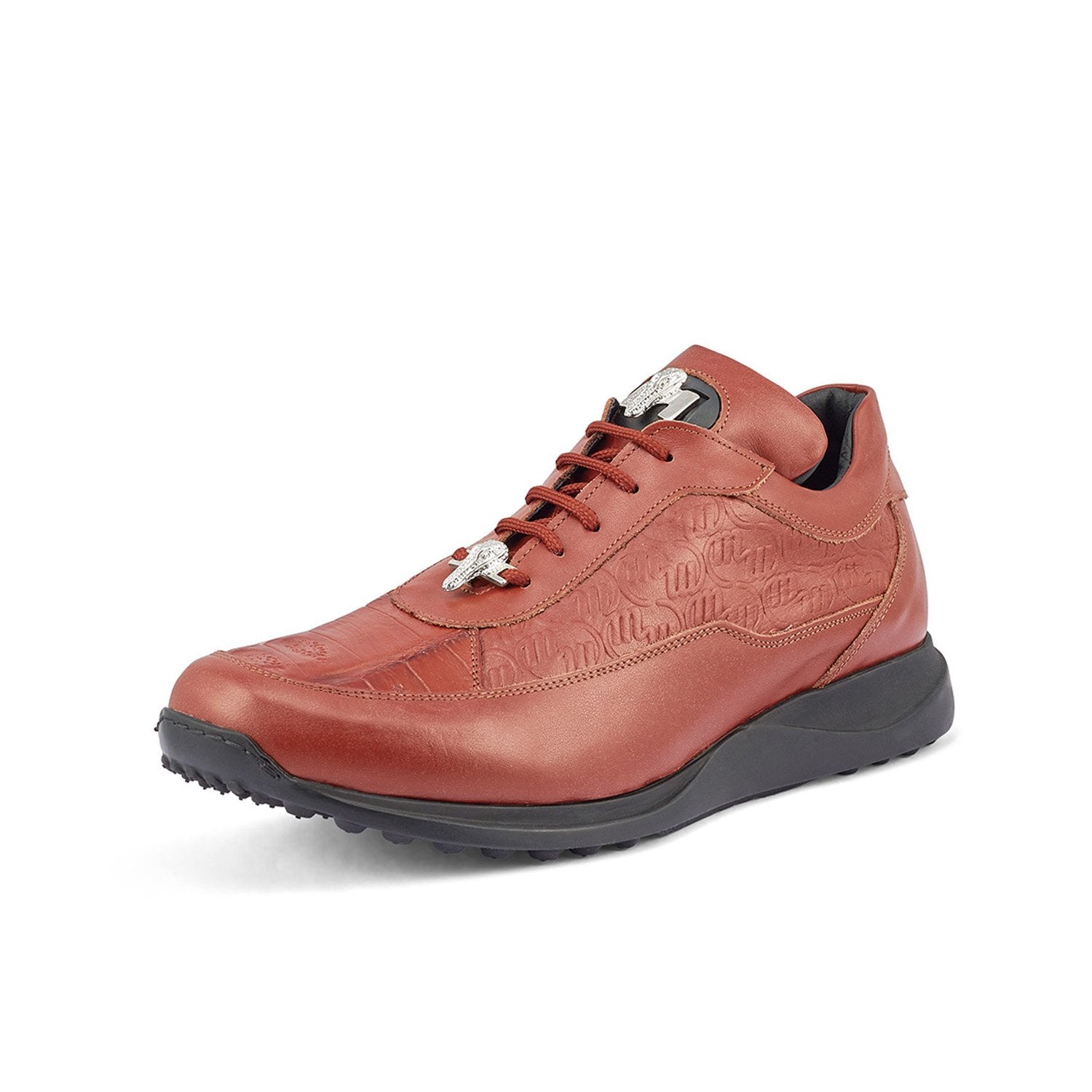 Mauri 8900/2 Classic Men's Shoes Gold Exotic Crocodile / Nappa Leather Casual Sneakers (MA5407)