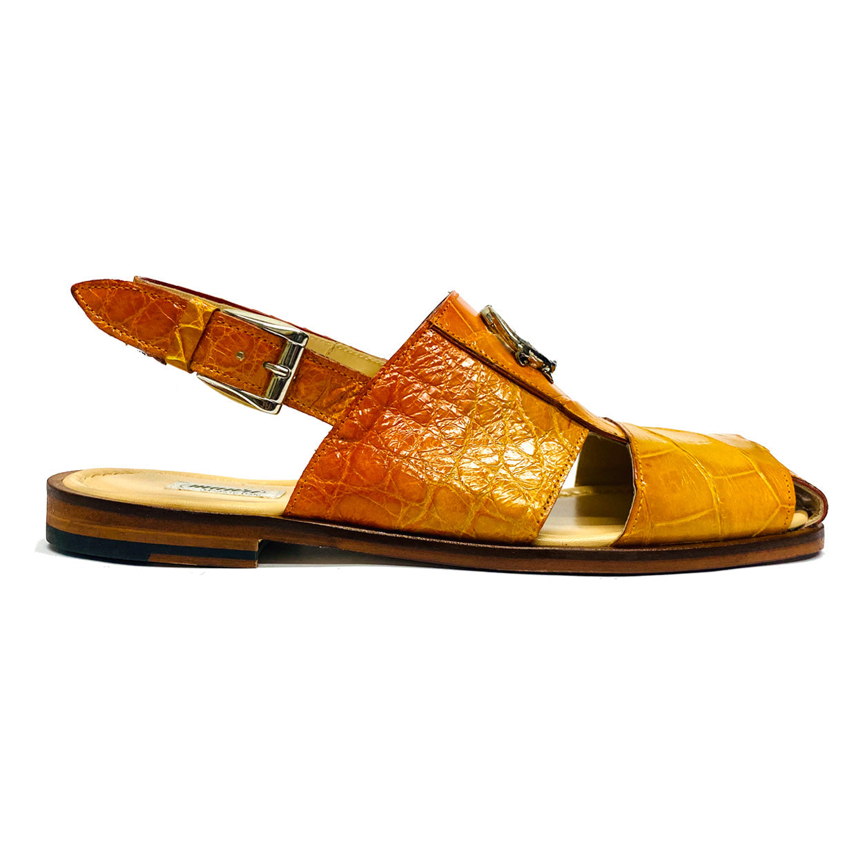Mauri 5126 Men's Shoes Orange Exotic Alligator Slip-On Sandals (MAS5506)