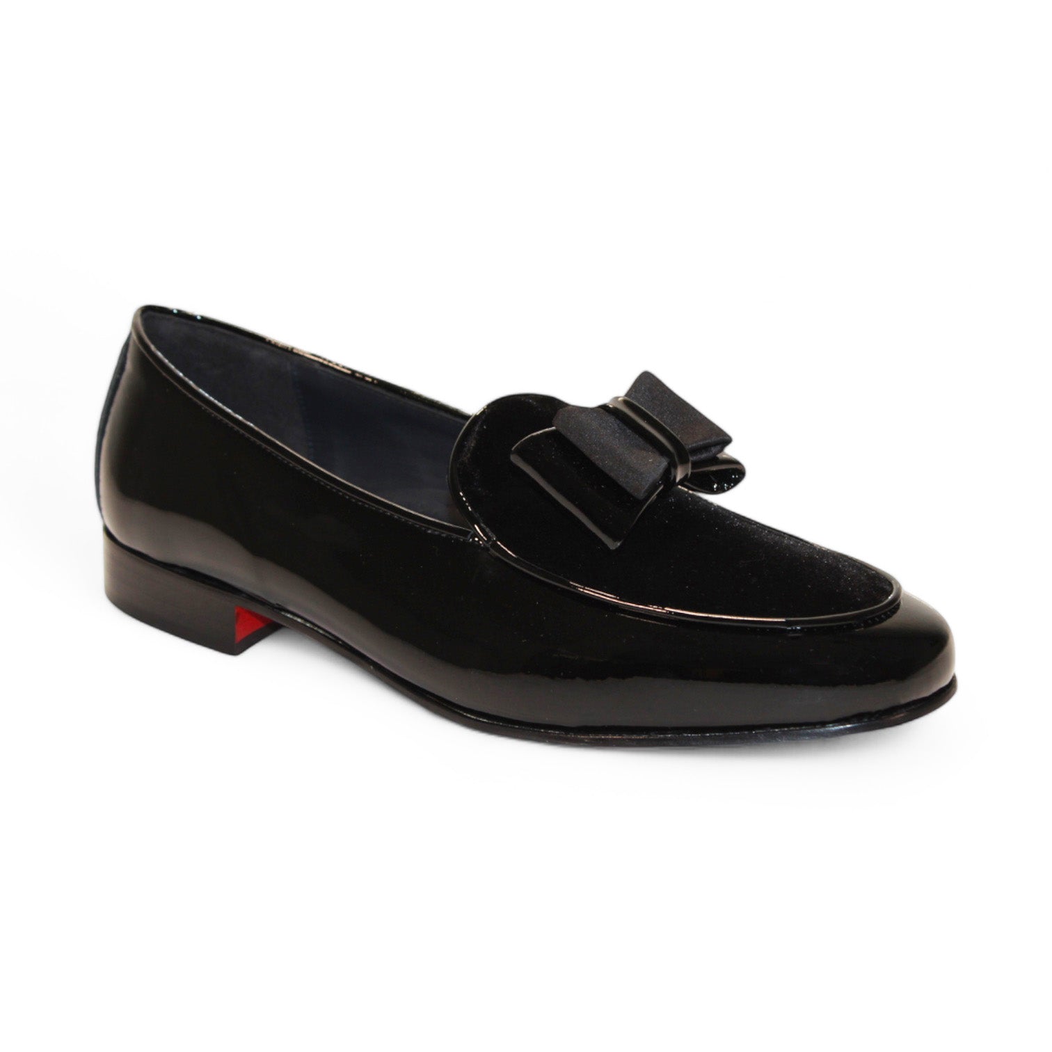 Duca Amalfi Men's Shoes Black Patent Leather-Velvet, Leather Lining Formal Loafers (D1001)