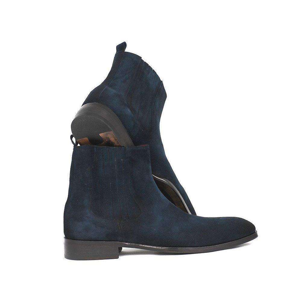 Paul Parkman Handmade Designer Shoes Navy Suede Chelsea Boots (PM5470)