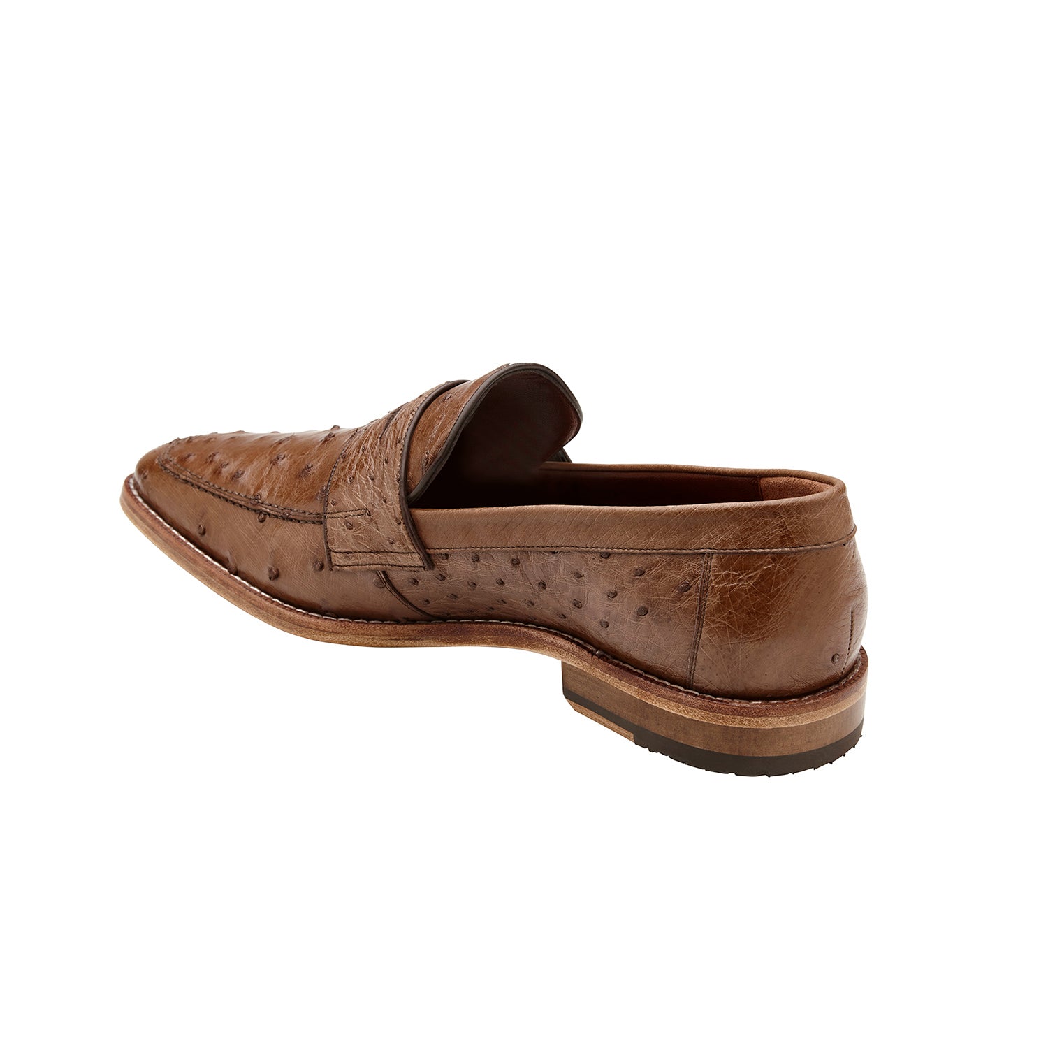 Belvedere Espada 02440 Men's Shoes Tabacco Exotic Genuine Ostrich Split-Toe Penny Loafers (BV3154)