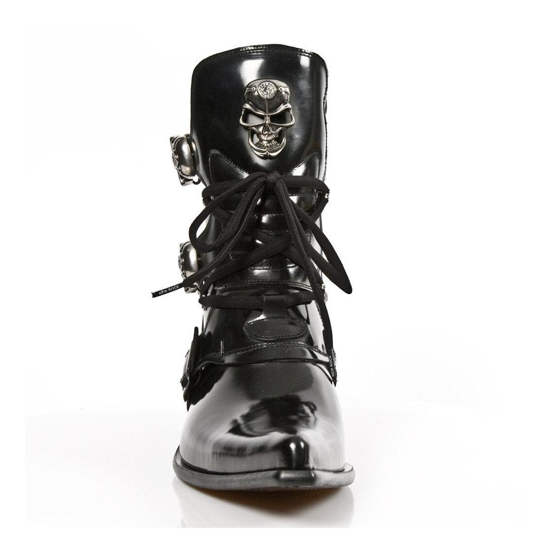 New Rock M-2284-C10 Men's Designer Shoes Black Calf-Skin Leather Ankle Boots (NRS1271)