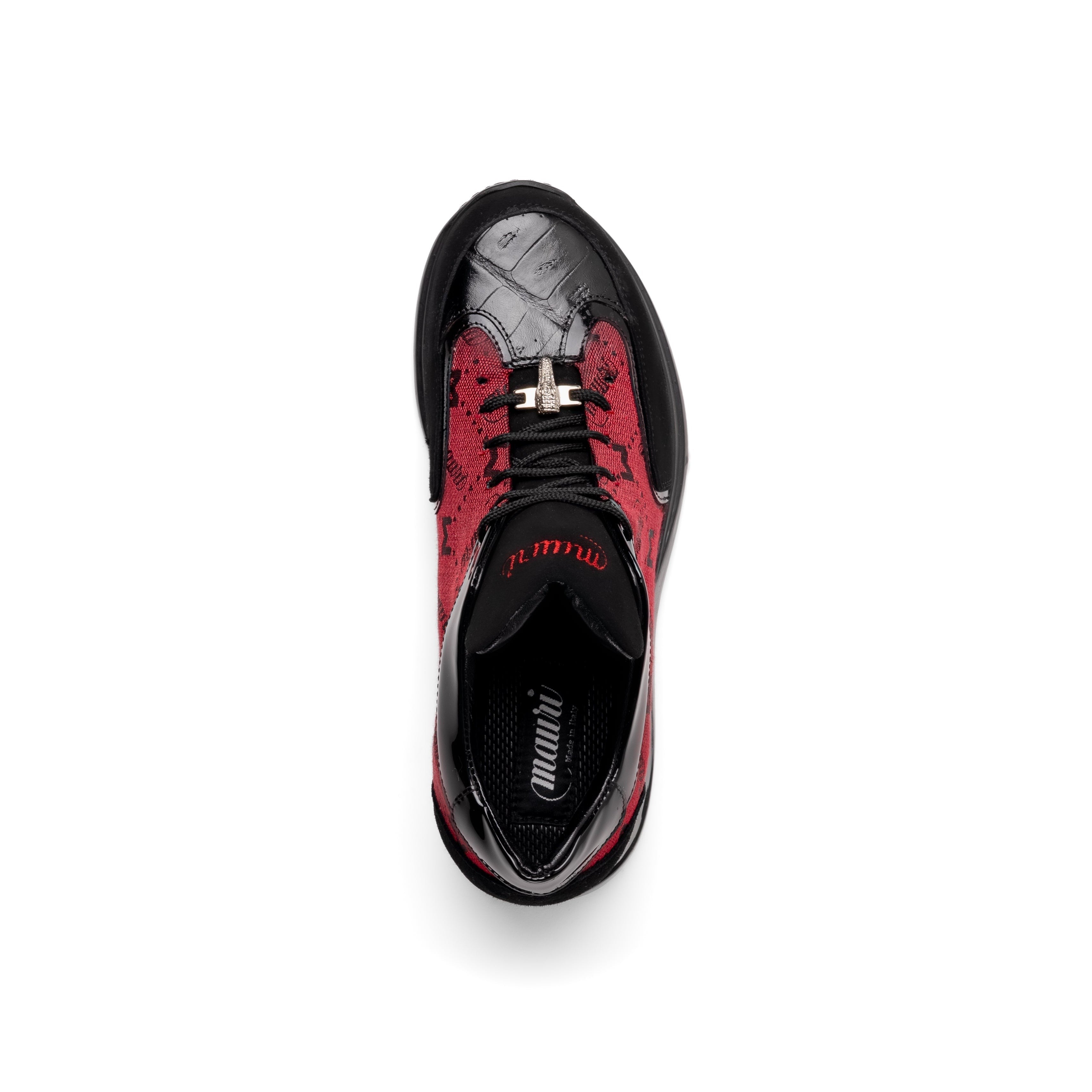 Mauri Vamp 8804-7 Men's Shoes Black & Red Exotic Multi Materials Casual Sneakers (MA5578)