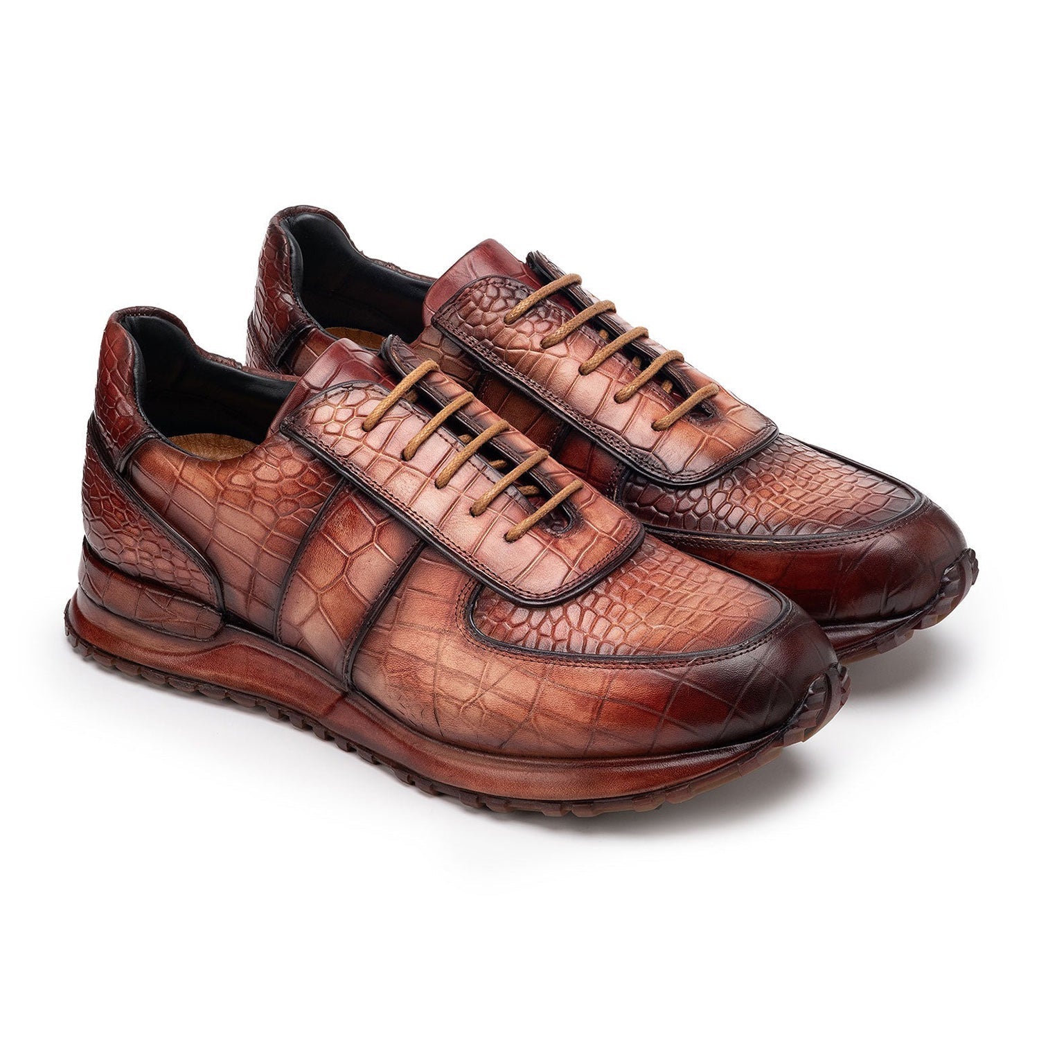 Paul Parkman Men's Shoes Textured Leather Print Sneakers (PM6454)
