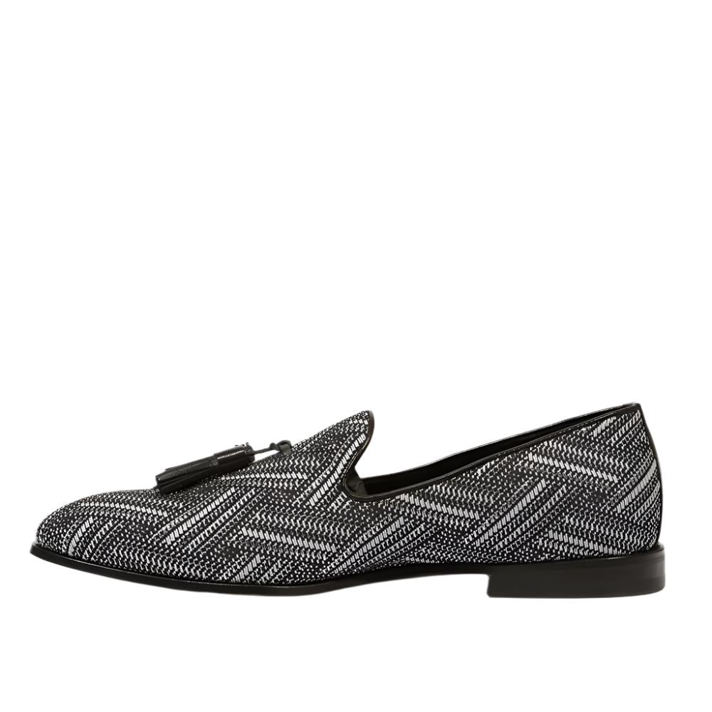 Cesare Paciotti Luxury Italian Men's Glam Black Silver Moccassins (CPM5355)