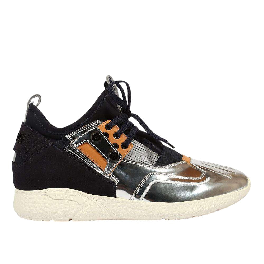 Cesare Paciotti Luxury Italian Men's 4US Sp Silver Vacc Cuoio Silver Navy Sneakers (CPM5311)