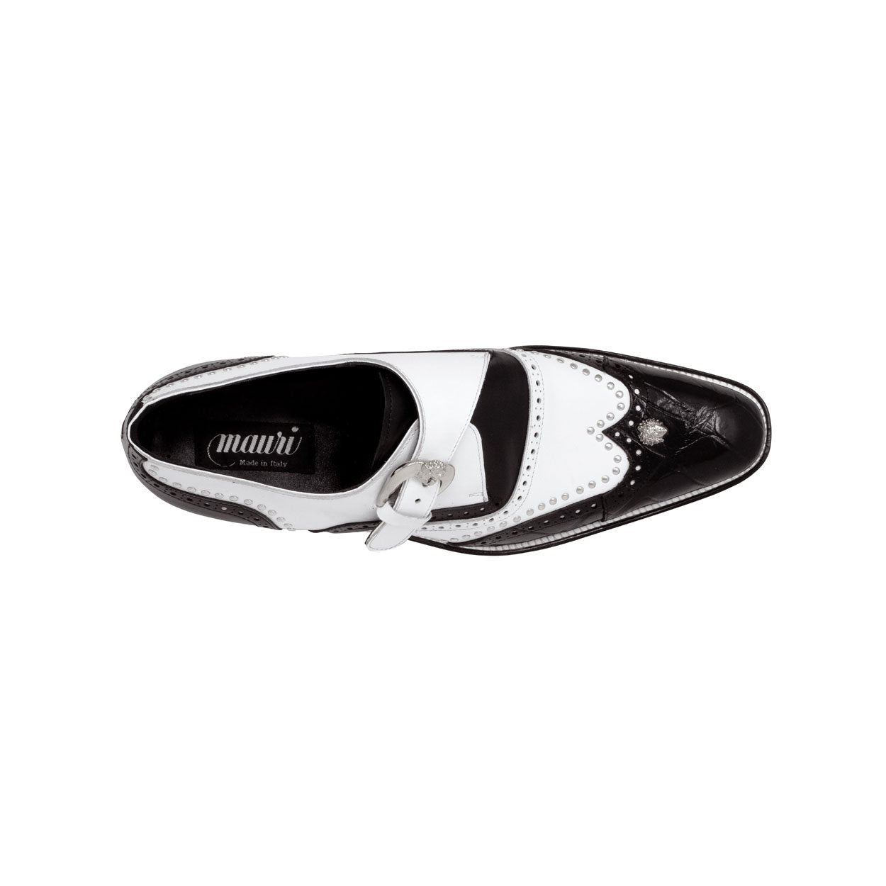 Mauri 3051 Godfather Men's Designer Shoes Black and White Alligator Calf-Skin Leather Dress Loafers 3051 (MA5111)