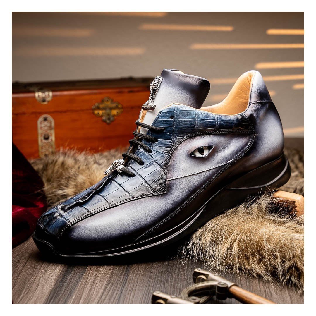 Mauri Hazard 8596/4 Men's Shoes Exotic Hornback / Nappa Leather Sneakers (MA5644)