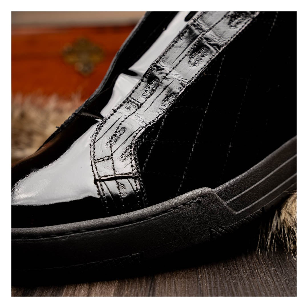Mauri Regata 8478/10 Men's Shoes Exotic Crocodile / Quilted Velvet / Patent Leather Slip-On Sneakers (MA5648)
